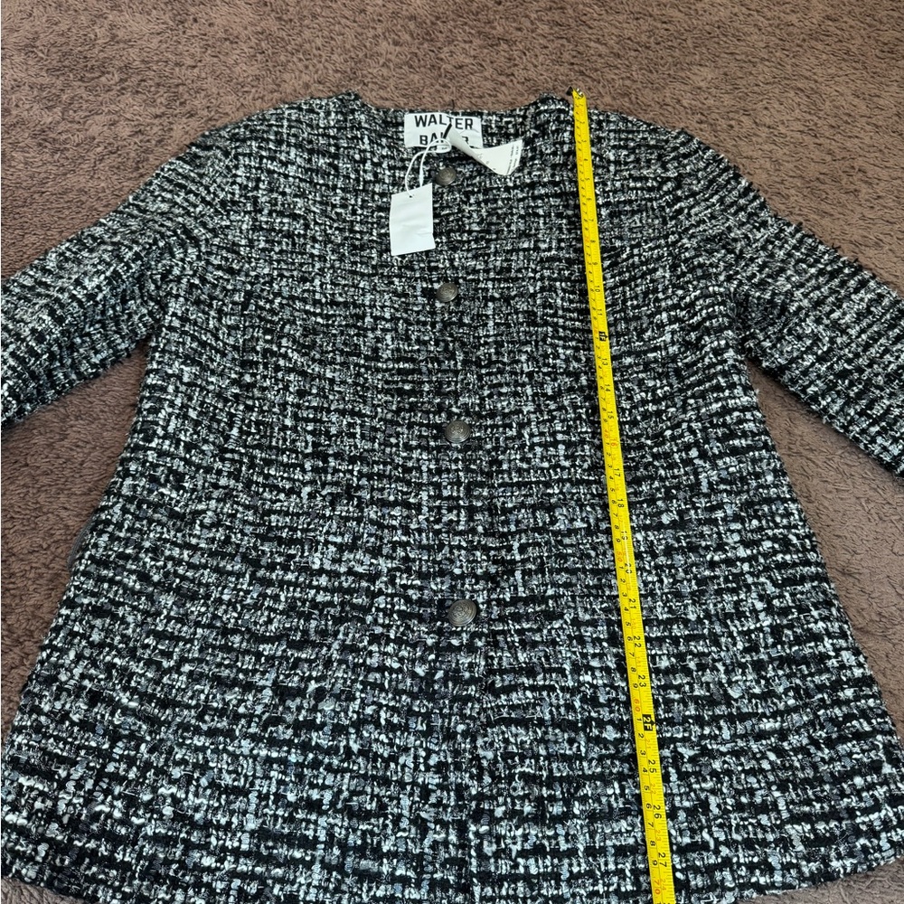 Walter Baker Bryson Tweed Jacket Blazer Boucle Black White Long Line M NEW $248 - Picture 8 of 10